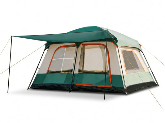 Family Cabin Camping Tent with Sunshade Awning QLY7133