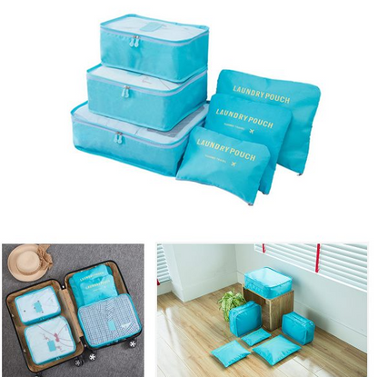 6 Pcs Packing Cubes Set Travel Luggage Organizer Bags - Blue