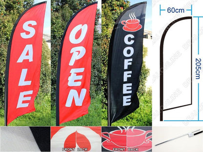 SALE - Commercial Double Sided Feather Banner Flag Set 3m with Ground Drill