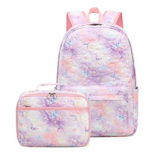 Pink Purple Girls School Bag Set & Kids Backpack | Butterfly