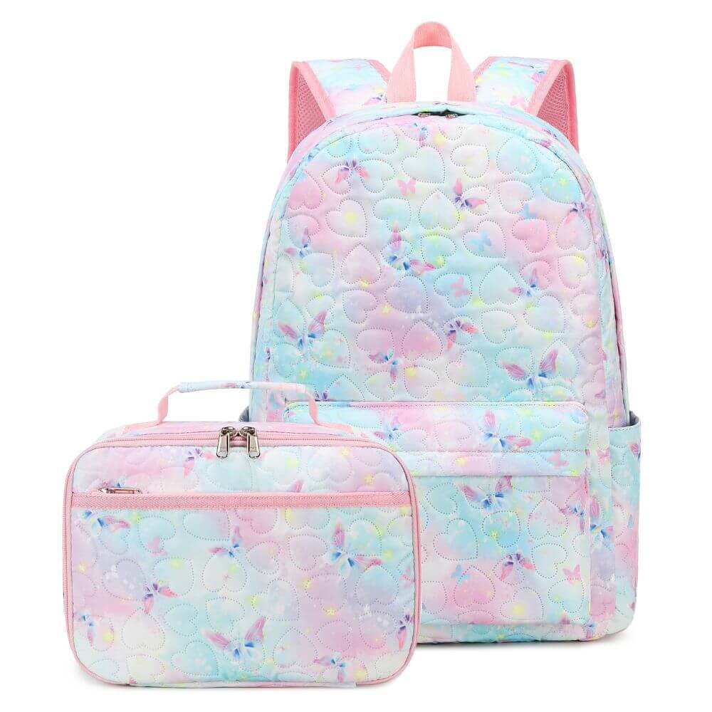 Pink Purple Girls School Bag Set & Kids Backpack | Butterfly