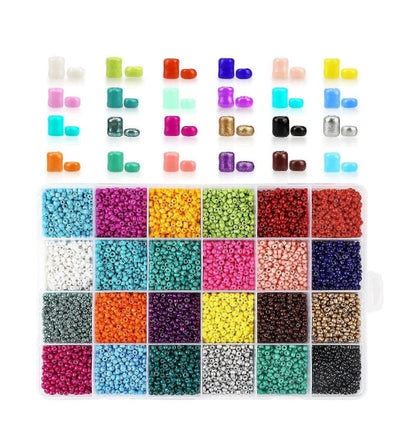 14400pcs Glass Seed Beads 24 Colors Small Beads Kit Bracelet Beads