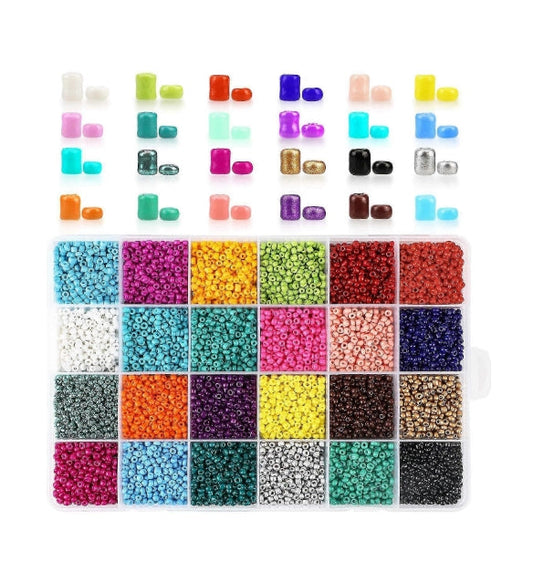 14400pcs Glass Seed Beads 24 Colors Small Beads Kit Bracelet Beads