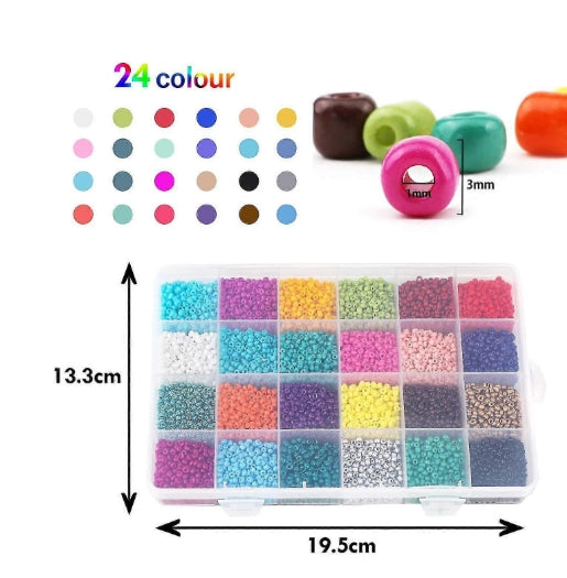 14400pcs Glass Seed Beads 24 Colors Small Beads Kit Bracelet Beads