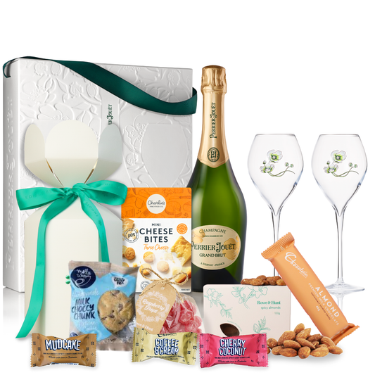 Perrier-Jouët Champagne, Flutes and Gourmet Gift Box