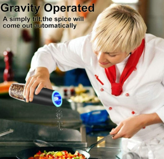 Gravity Electric Salt and Pepper Grinder Battery-Operated with Adjustable Coarse