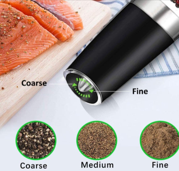 Gravity Electric Salt and Pepper Grinder Battery-Operated with Adjustable Coarse
