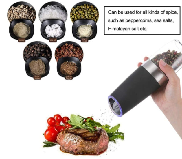 Gravity Electric Salt and Pepper Grinder Battery-Operated with Adjustable Coarse