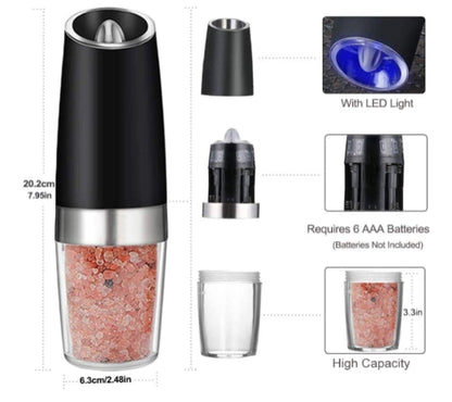 Gravity Electric Salt and Pepper Grinder Battery-Operated with Adjustable Coarse