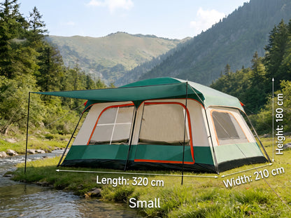 Family Cabin Camping Tent with Sunshade Awning QLY7133