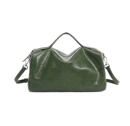 The Emerald Horizon Leather Duffle Bag Adjustable Strap