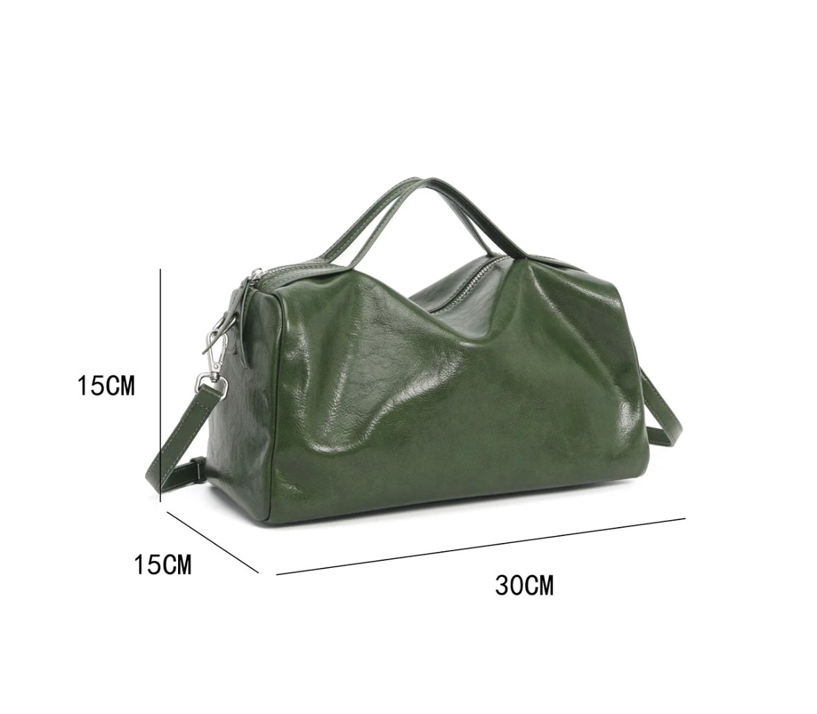 The Emerald Horizon Leather Duffle Bag Adjustable Strap