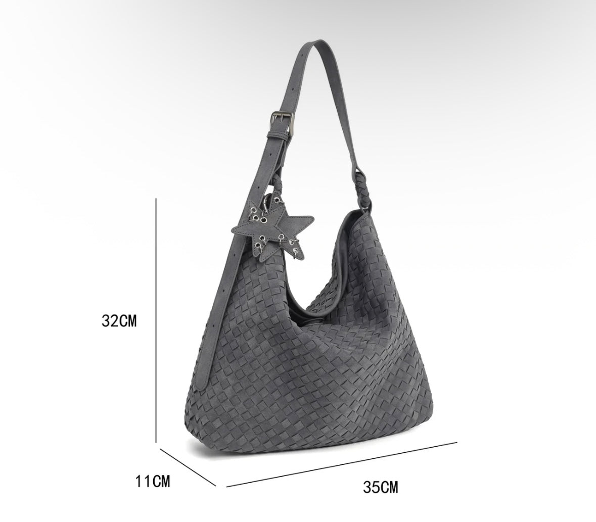 Woven Tote Bag for Women - Handmade Leather Shoulder Handbag
