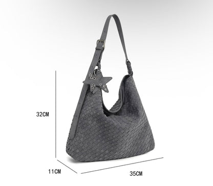 Woven Tote Bag for Women - Handmade Leather Shoulder Handbag