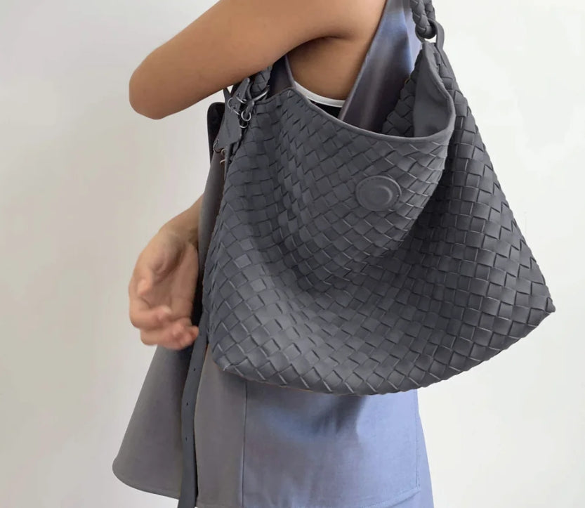 Woven Tote Bag for Women - Handmade Leather Shoulder Handbag