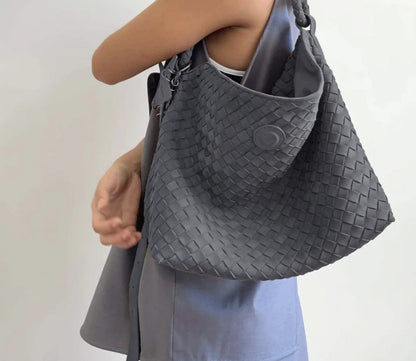 Woven Tote Bag for Women - Handmade Leather Shoulder Handbag