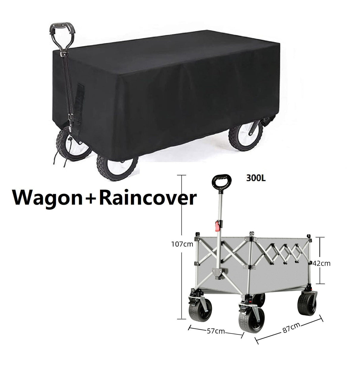 Ecotrek Foldable All-Terrain Wagon Cart 300L Heavy Duty Beach Cart XY3104