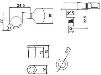 6 Pcs Guitar Machine Heads Knobs Guitar String Tuning Pegs Machine Head Tuner
