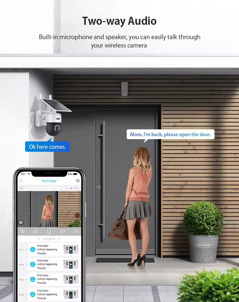Anspo WIFI SOLAR security camera wireless free batteries and 64GB card Black