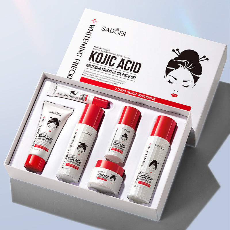 SADOER Hot Selling Facial Hydrating Moisturizing Anti Wrinkle Whitening Spot Removing and Kojic Acid Six Piece Set