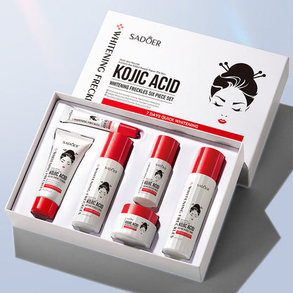 SADOER Hot Selling Facial Hydrating Moisturizing Anti Wrinkle Whitening Spot Removing and Kojic Acid Six Piece Set