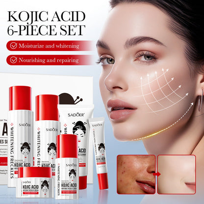 SADOER Hot Selling Facial Hydrating Moisturizing Anti Wrinkle Whitening Spot Removing and Kojic Acid Six Piece Set