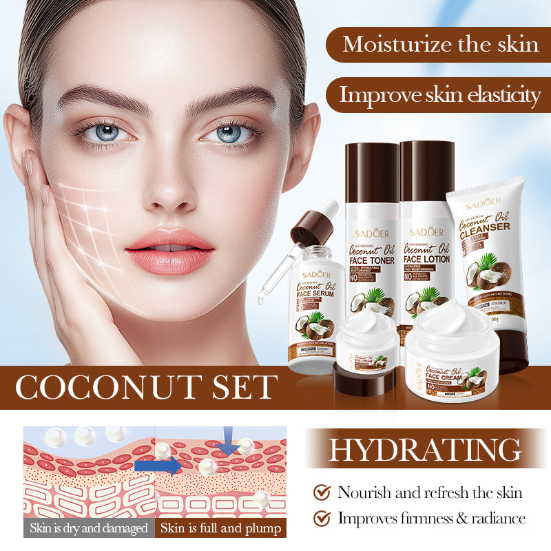 SADOER Moisturizing &amp; Hydrating Coconut Oil 6-Piece Skin Care Set