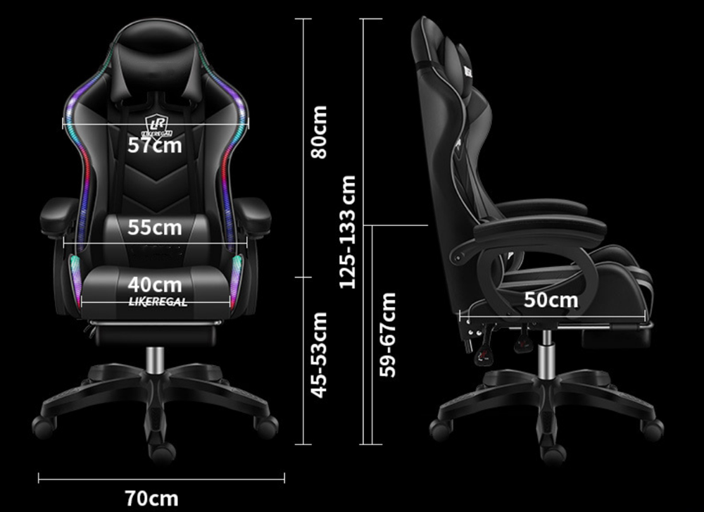 Gaming Chair Office Chair With Foot Rest Racing Chair with Speaker and Light
