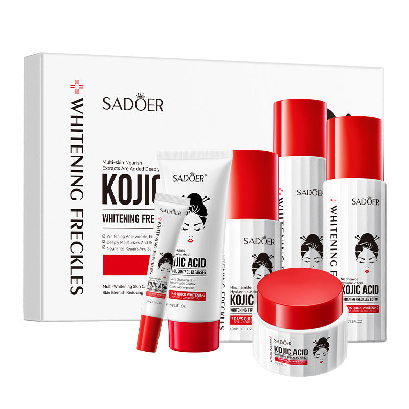 SADOER Hot Selling Facial Hydrating Moisturizing Anti Wrinkle Whitening Spot Removing and Kojic Acid Six Piece Set