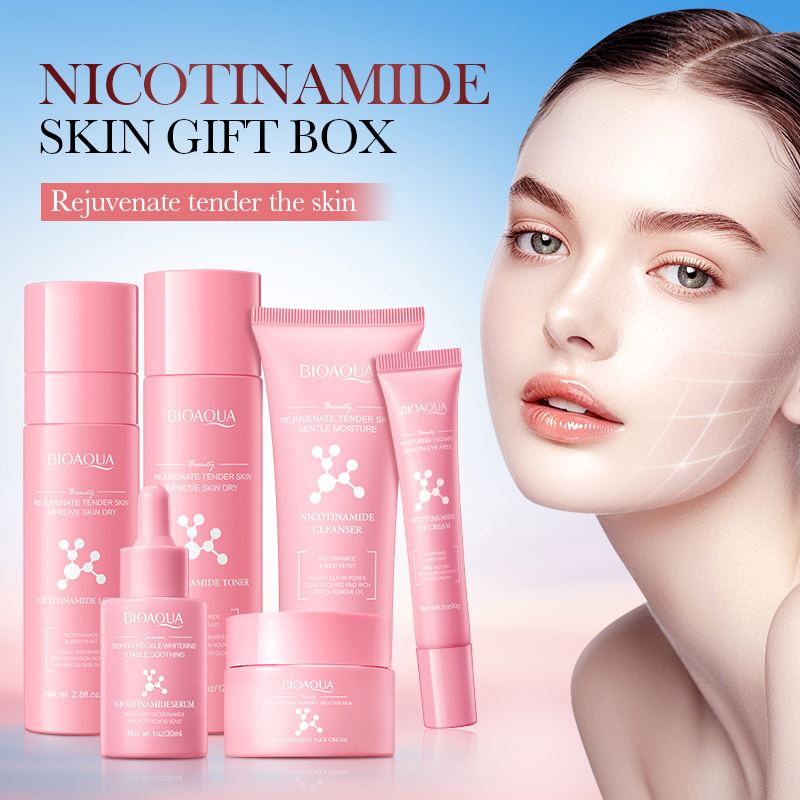 BIOAQUA Private Label Nicotinamide Moisturizing 6-piece Set Custom Korean Cosmetics Whitening Brightening Skin Care Set