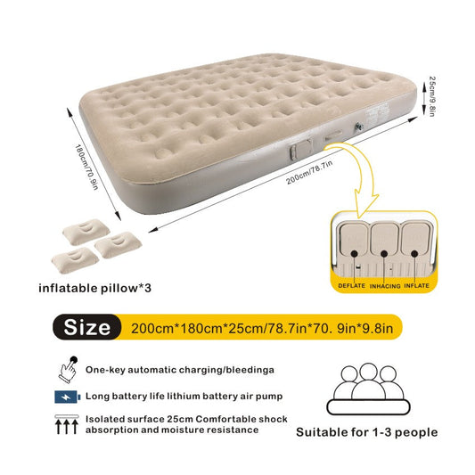 ECOTREK Inflatable Air Mattress 25cm High with Built-in Pump – Camping Air Bed Queen / King LX9472