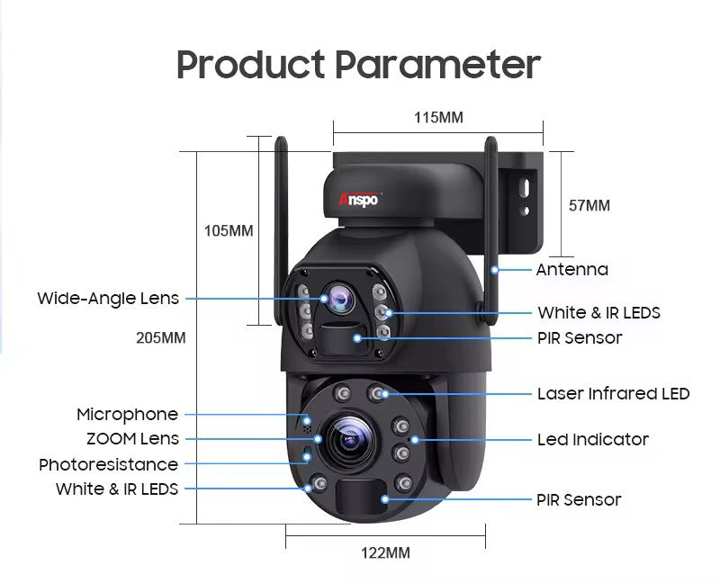 Dual camera WIFI SOLAR security camera wireless free batteries with 64GB card