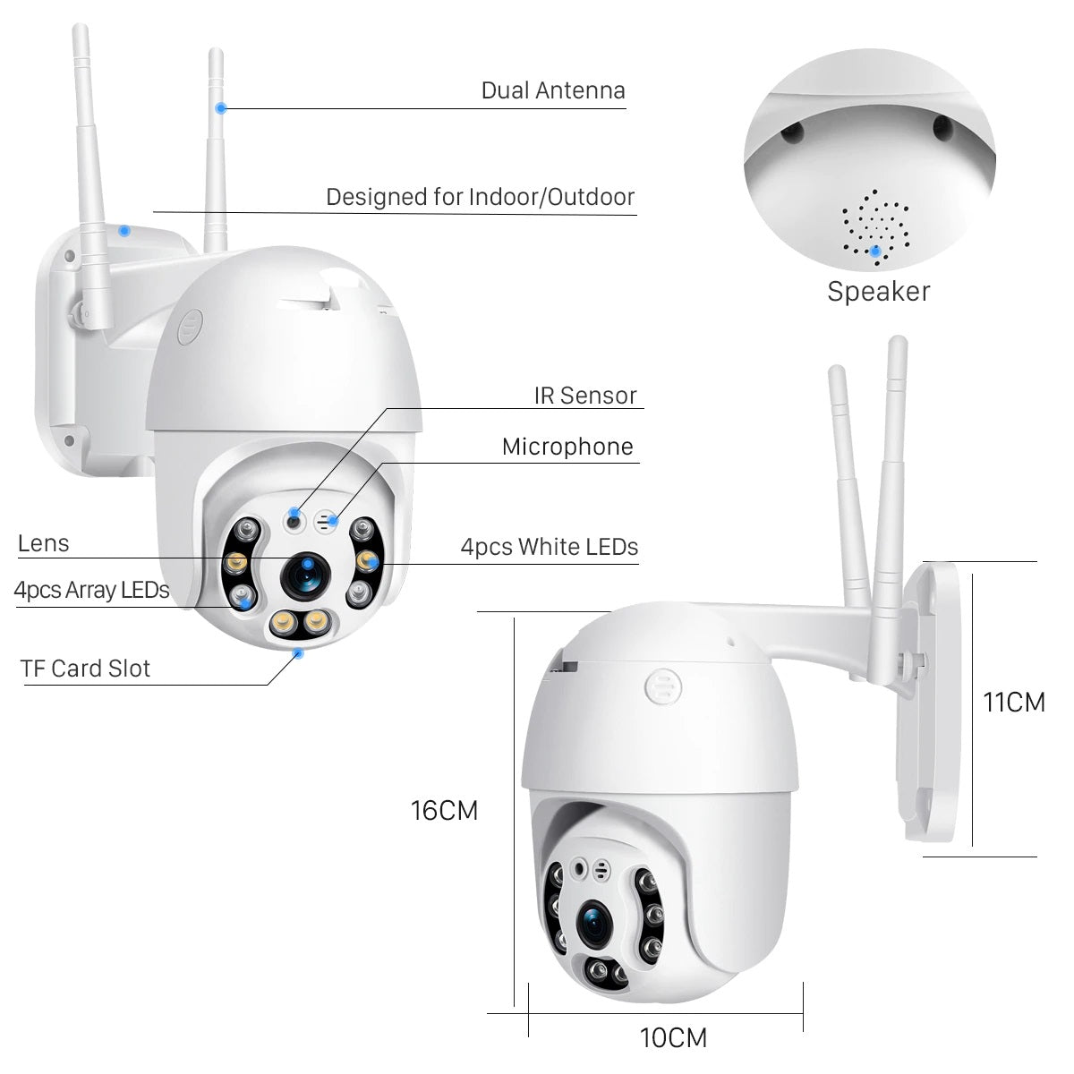 Wireless Security Camera with Indoor/Outdoor Night Vision