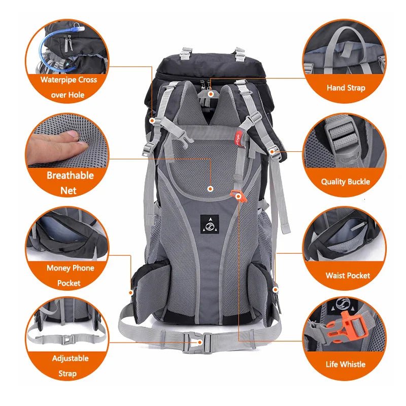 60L Camping Backpack – Ideal for Hiking, Climbing and Mountaineering ZYQS7146