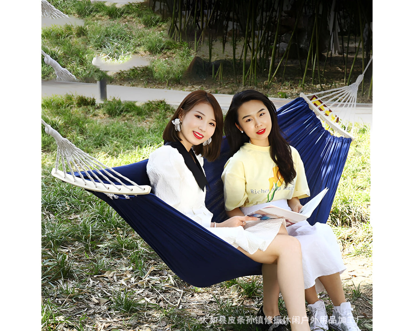 Hammock Double - Garden Cotton Hammock with Spreader Bar & Travel Bag 450lbs