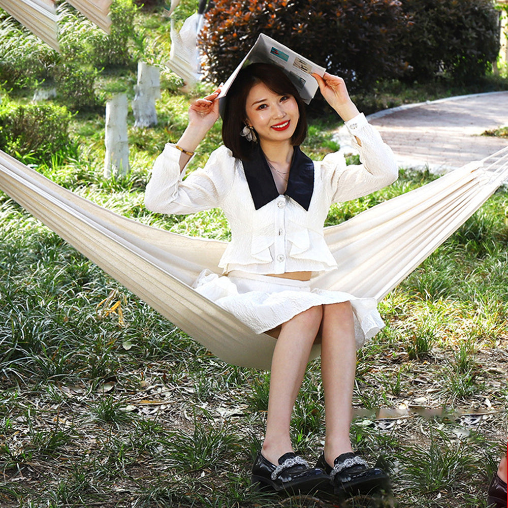 Hammock Double – Portable Canvas Hammock with Travel Bag for Camping & Patio