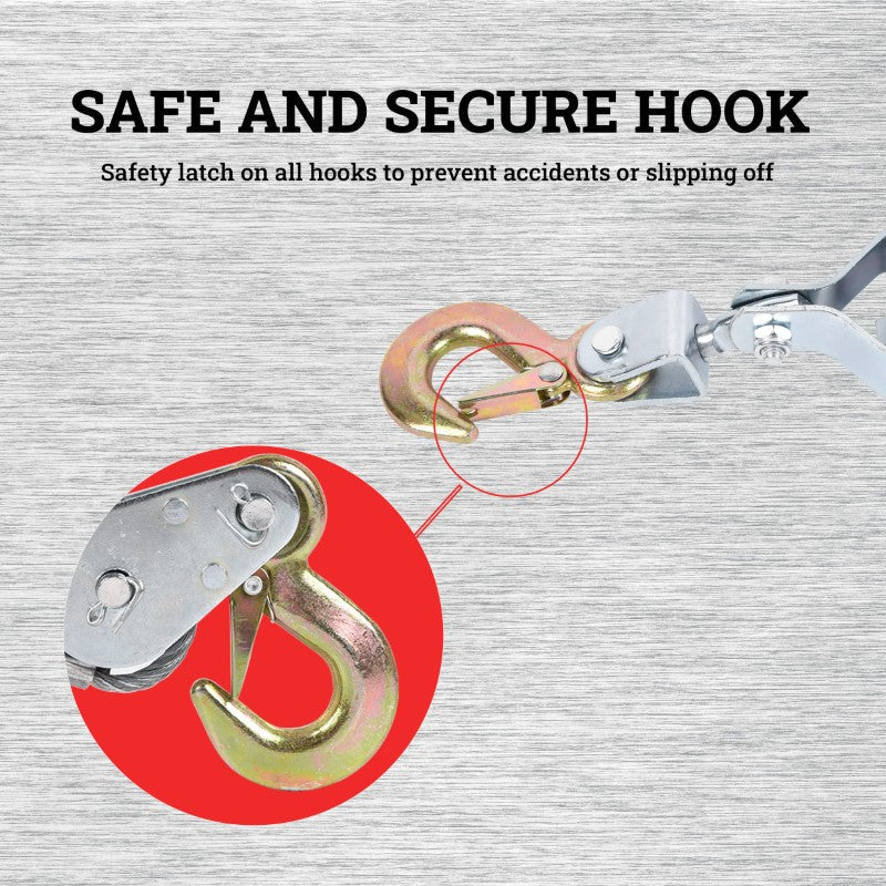 Steel cable and hooks close up