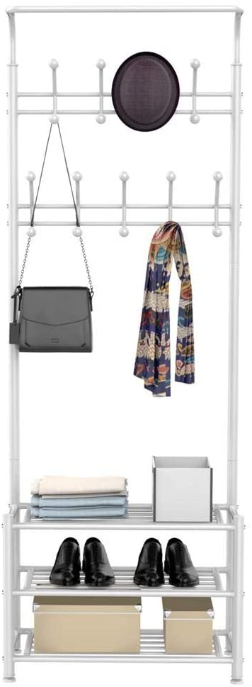 Entryway coat rack with bench