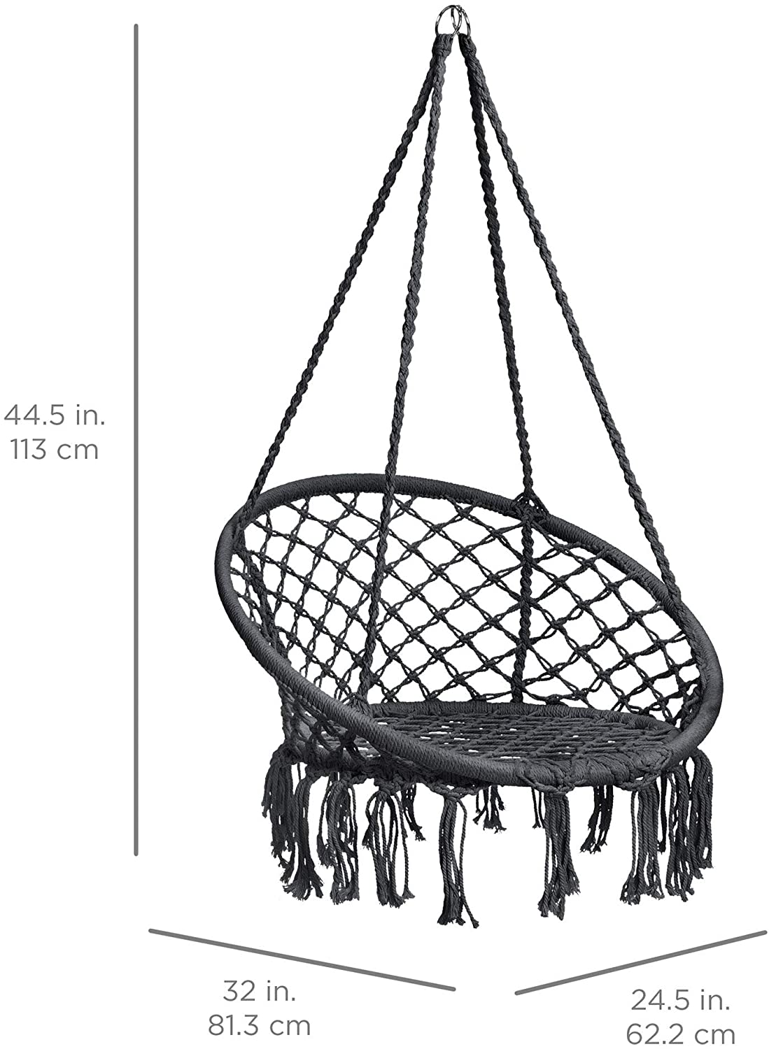 Black macrame hammock swing
