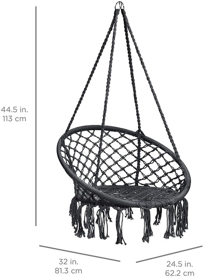 Black macrame hammock swing