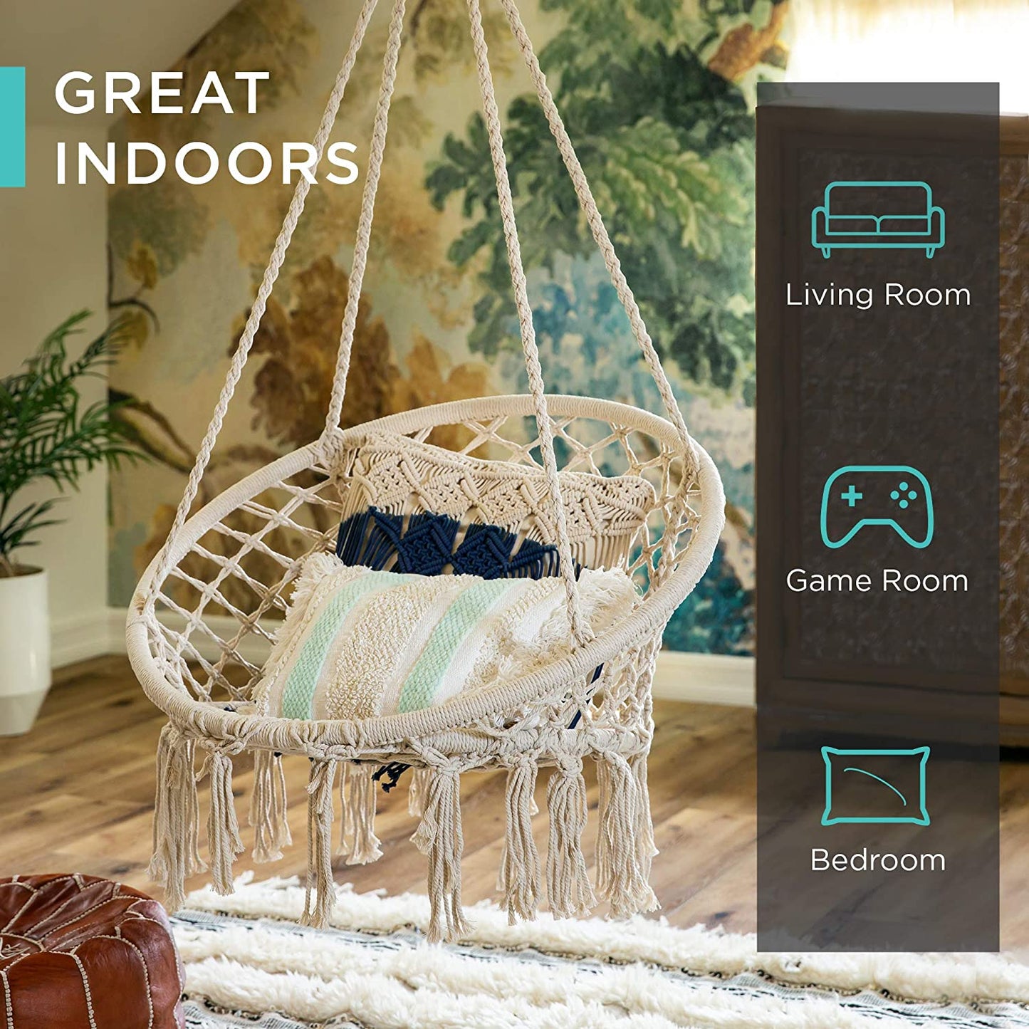 Cotton rope hammock chair