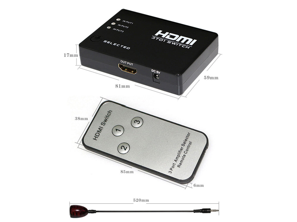 Hdmi Splitter 3 Port Hdmi Switch Switcher - The Shopsite