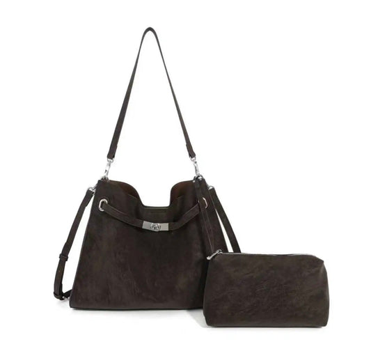 Suede Style Leather Bucket Bag Shoulder Handbag Crossbody Bag