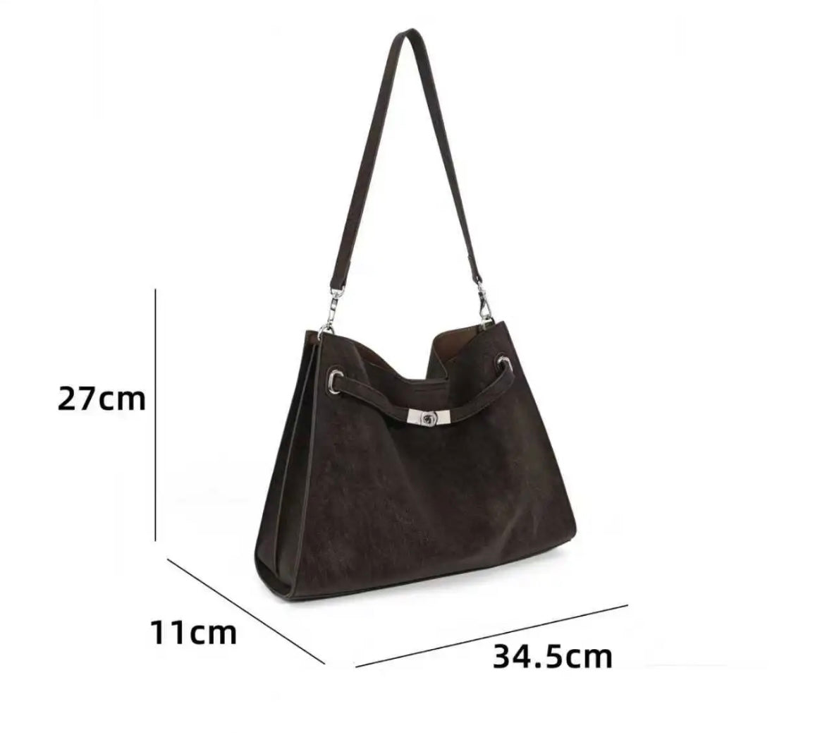 Suede Style Leather Bucket Bag Shoulder Handbag Crossbody Bag