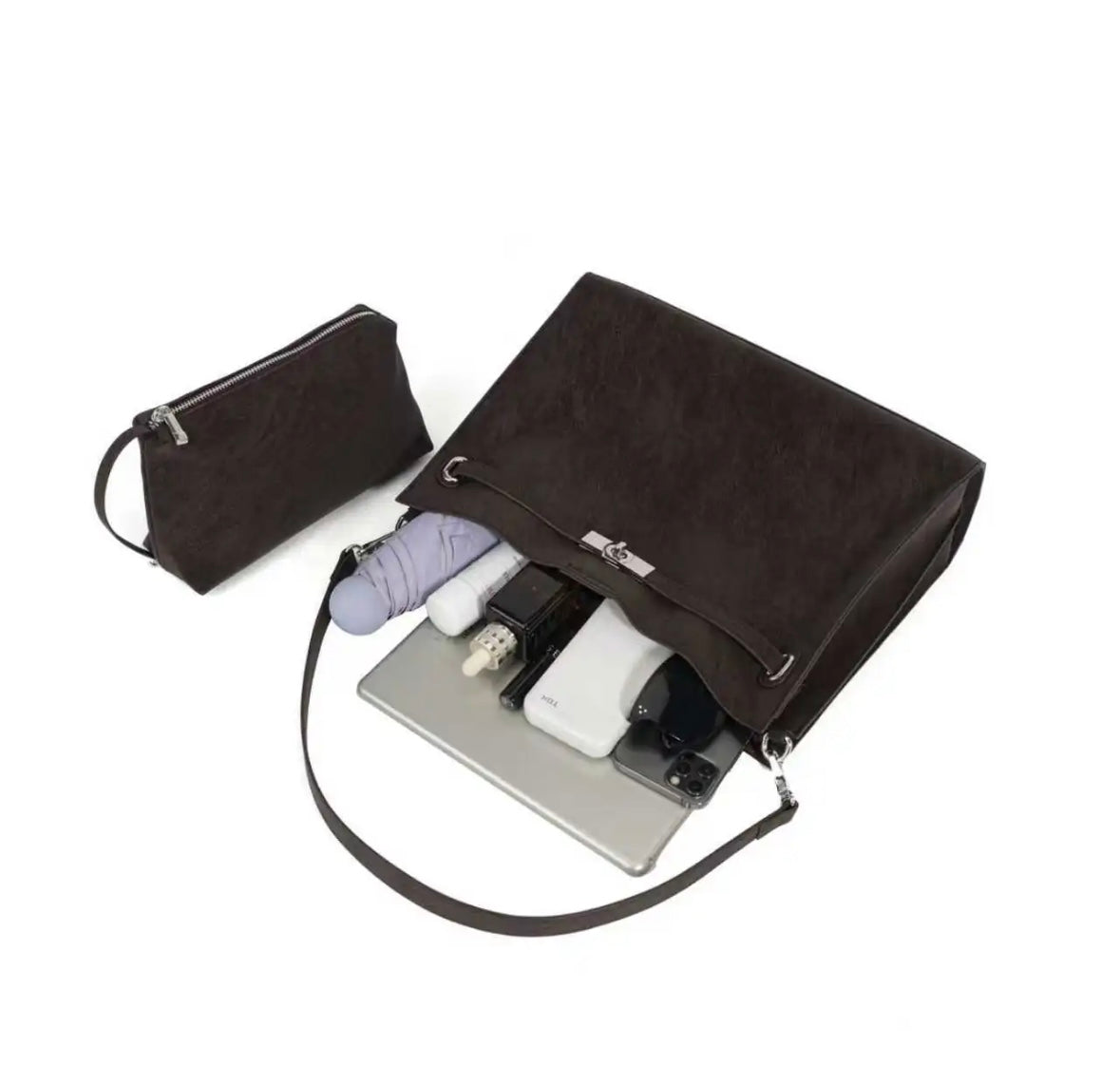 Suede Style Leather Bucket Bag Shoulder Handbag Crossbody Bag
