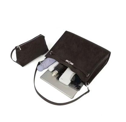 Suede Style Leather Bucket Bag Shoulder Handbag Crossbody Bag