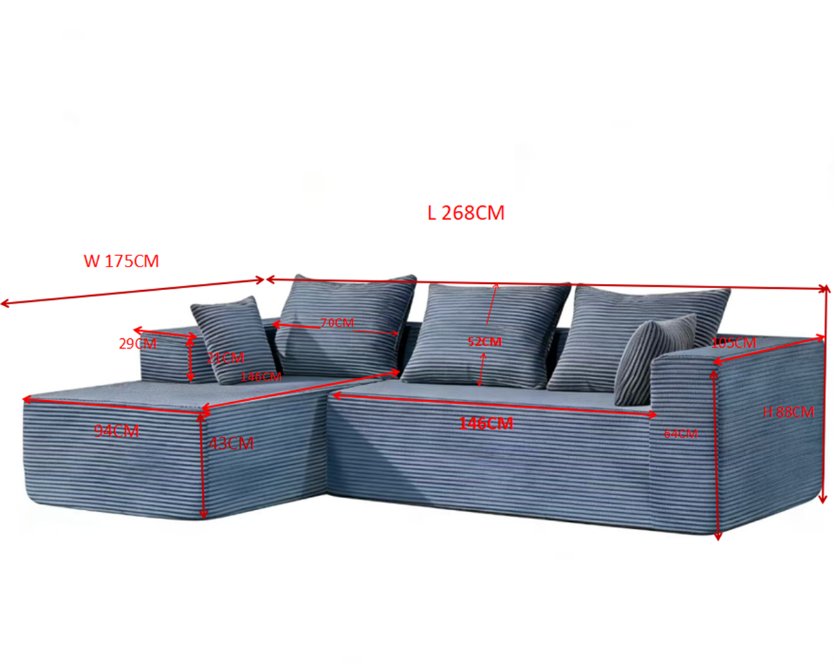 Modern Compressed Sofa with Chaise