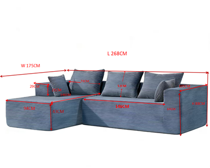 Modern Compressed Sofa with Chaise