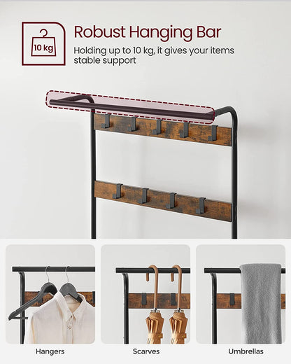 Wooden Coat Rack with Shelves Hooks by VASAGLE