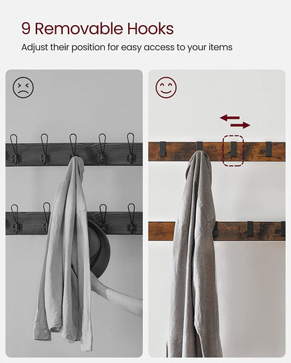 Wooden Coat Rack with Shelves Hooks by VASAGLE